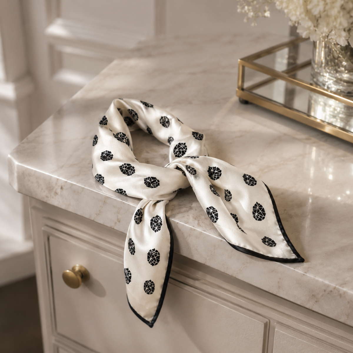 Financier Silk Scarf Mini Pearl