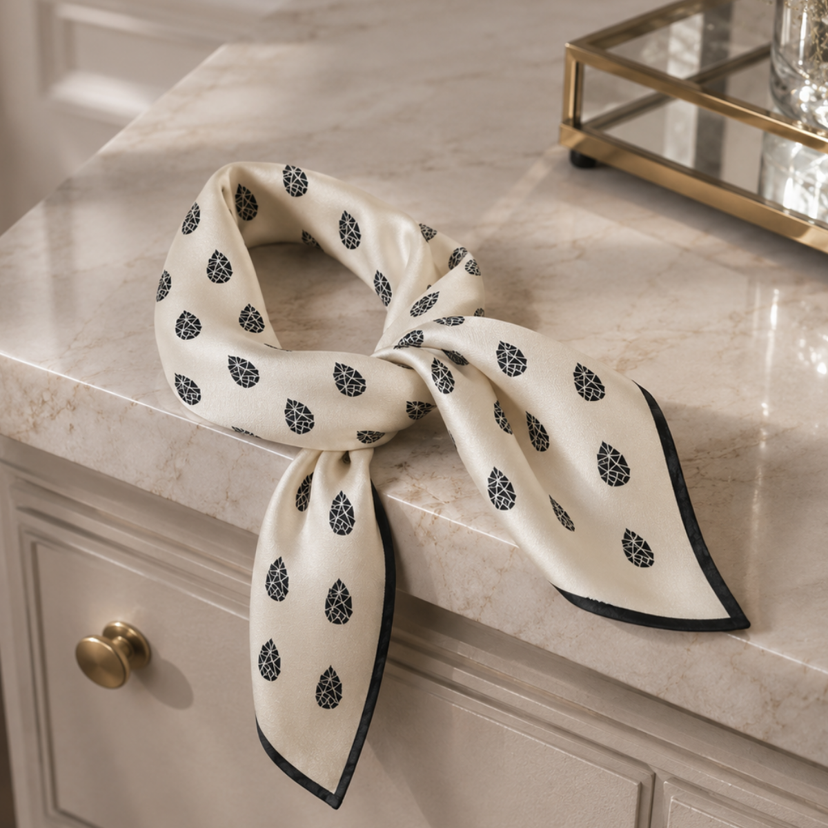 Financier Silk Scarf Mini Pearl